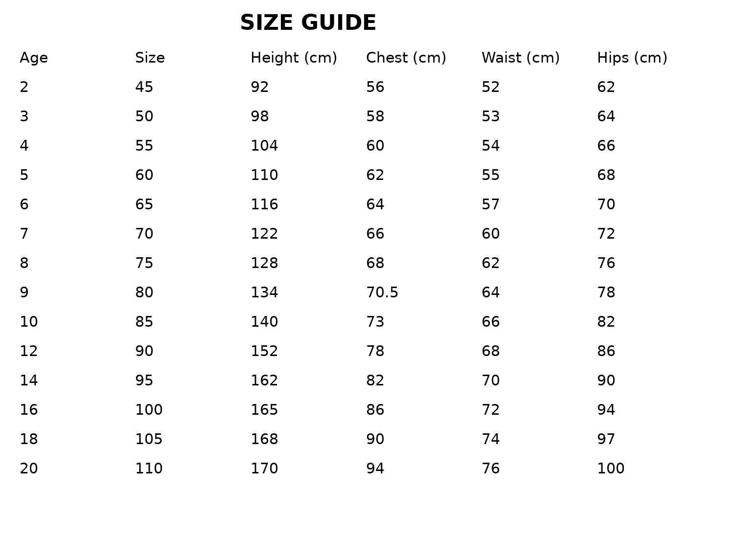 Size Guide