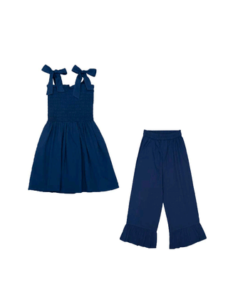 Navy Ruffled Pants