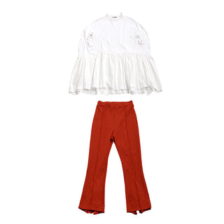 Red Flaired Frill Pants