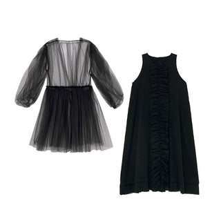 Muslin Black Ruffle Dress