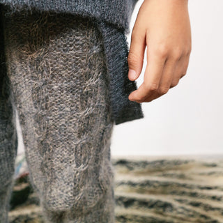 Beige/ Asphalt Knit Leggings