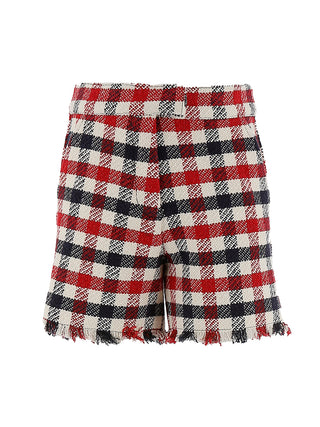 Checked Fringed Shorts