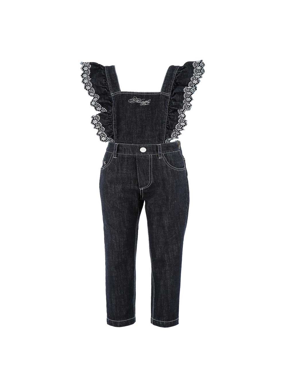 Embroidered Ruffled Overalls