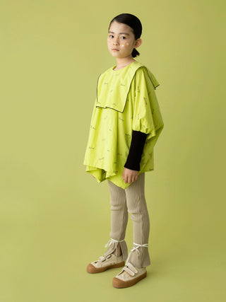 Lime Green Embroidery Sailor Top