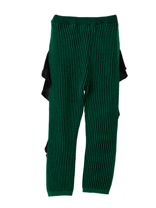 Green Frilled Rib Pants