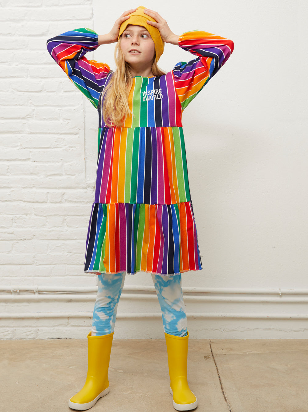 rainbow jersey dress TU Unicorn Hearts Long Rainbow Jersey Long Sleeve Dress Size 11 Yrs NWT
