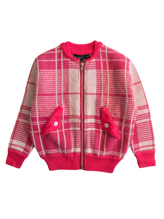 Fuscia Tartan Bomber Jacket