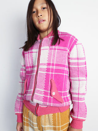 Fuscia Tartan Bomber Jacket