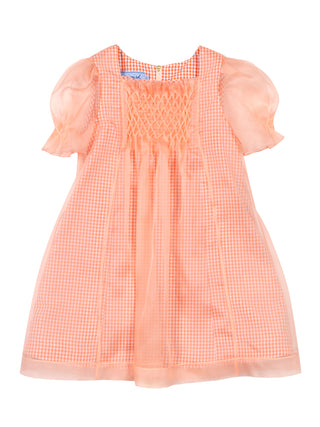 Honeycomb-Smocked Organza Dress