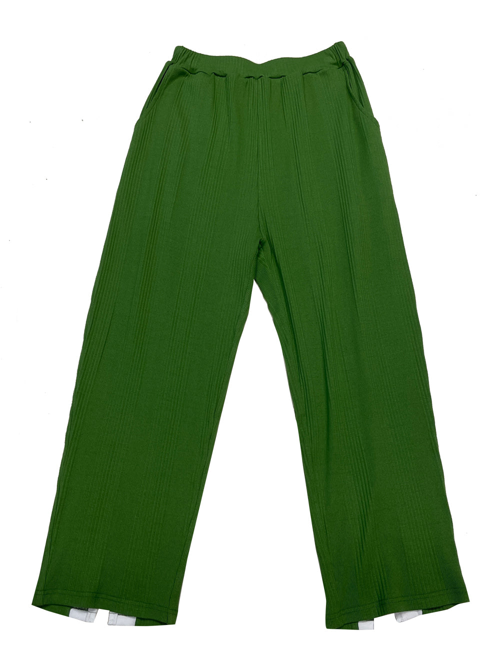 Green Ecru Contrast Stripe Pants