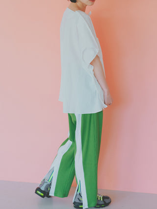 Green Ecru Contrast Stripe Pants