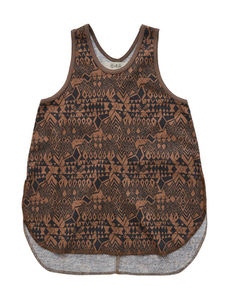 Folk Art Print Brown Tank Top