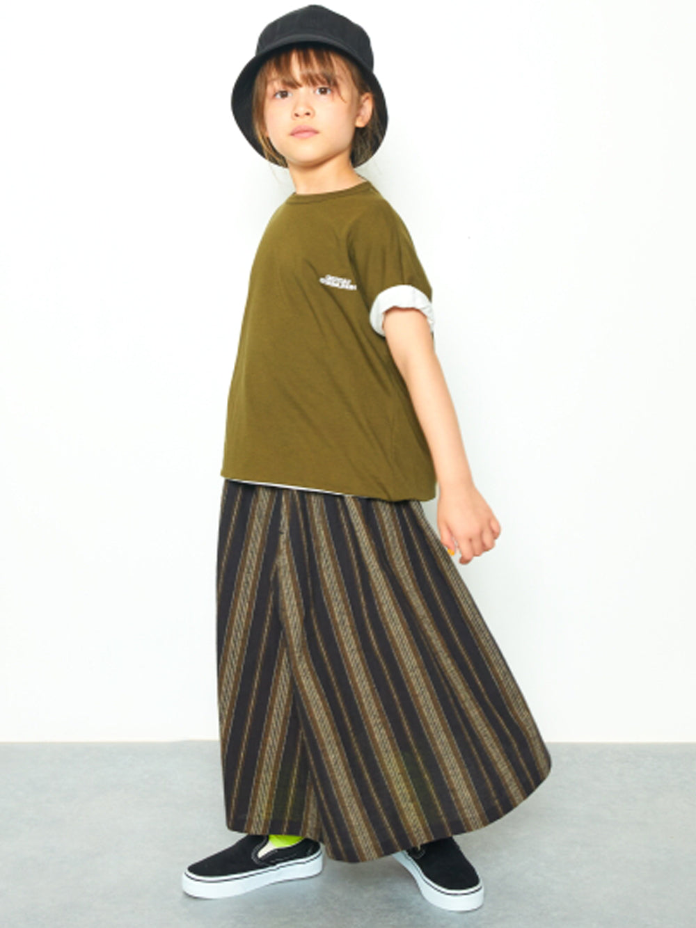 Black Striped Wide Skirt
