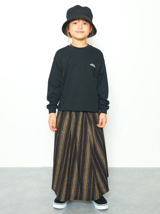 Black Striped Wide Skirt