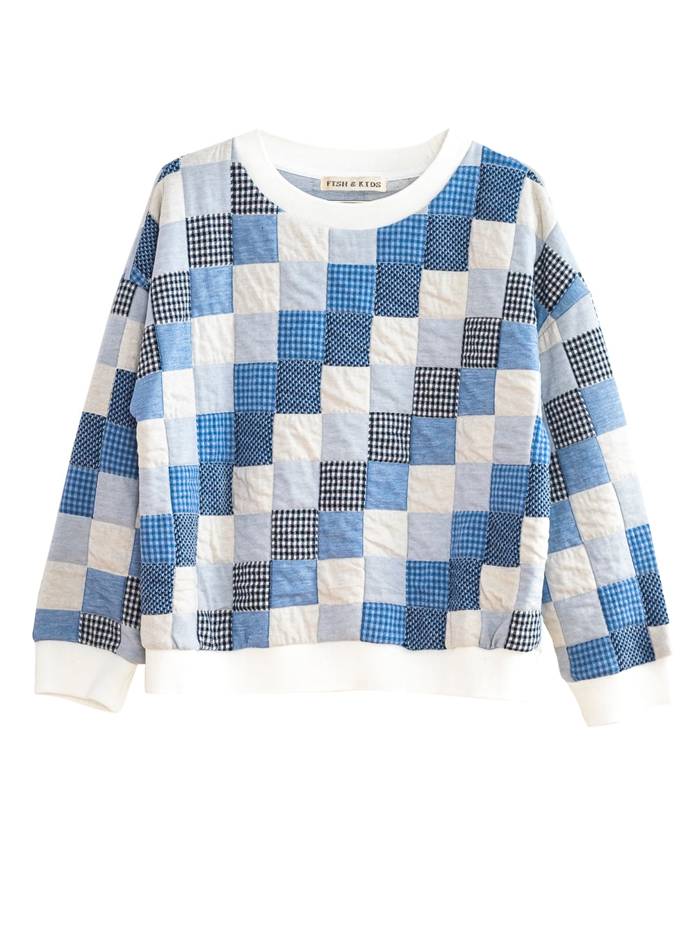 Blue Diagonal Patchwork Sweater