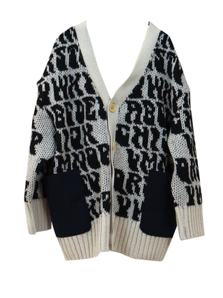 Alphabetic Jacquard Cardigan