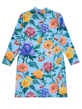 Blue Flower Print Dress