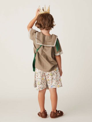 Khaki Print Pocket Shorts