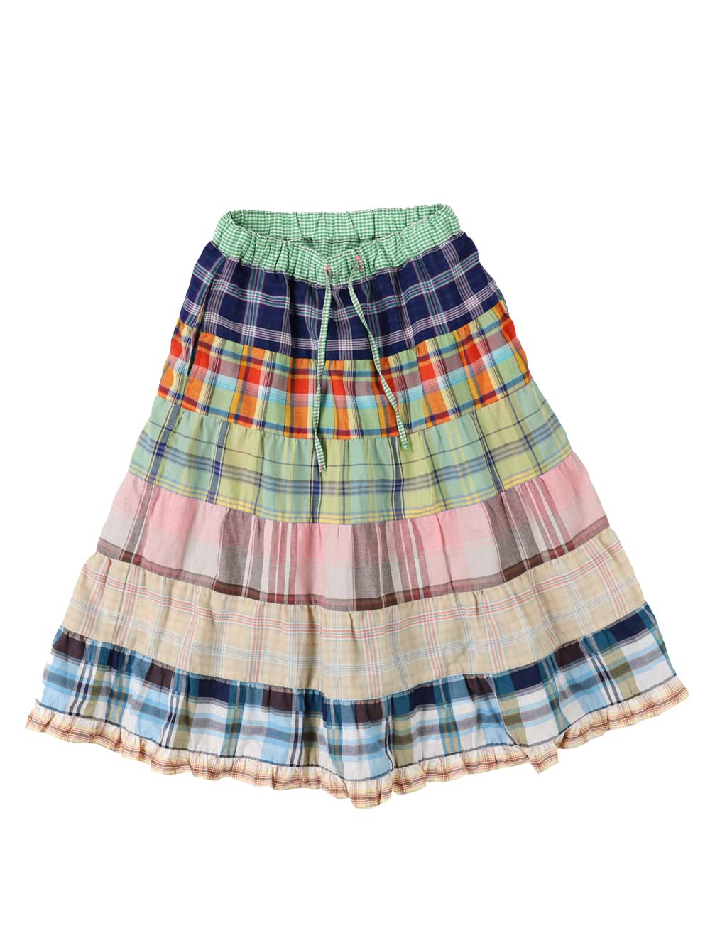 Multi-plaid Panel Skirt
