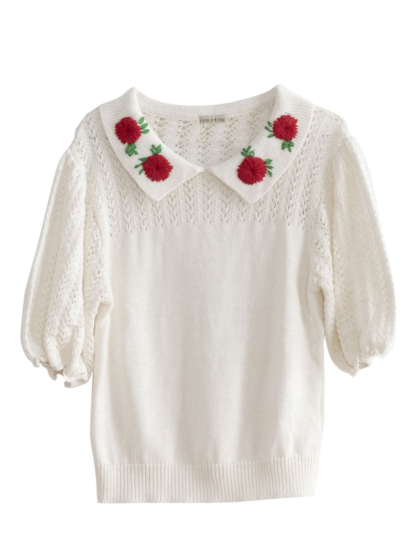 Flower Embroidery Knit Polo - Shan and Toad - Luxury Kidswear Shop