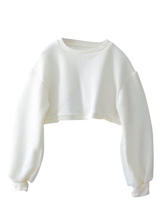 Cropped Waffle Pullover