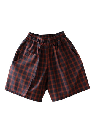 Three Pocket Brown Check Shorts