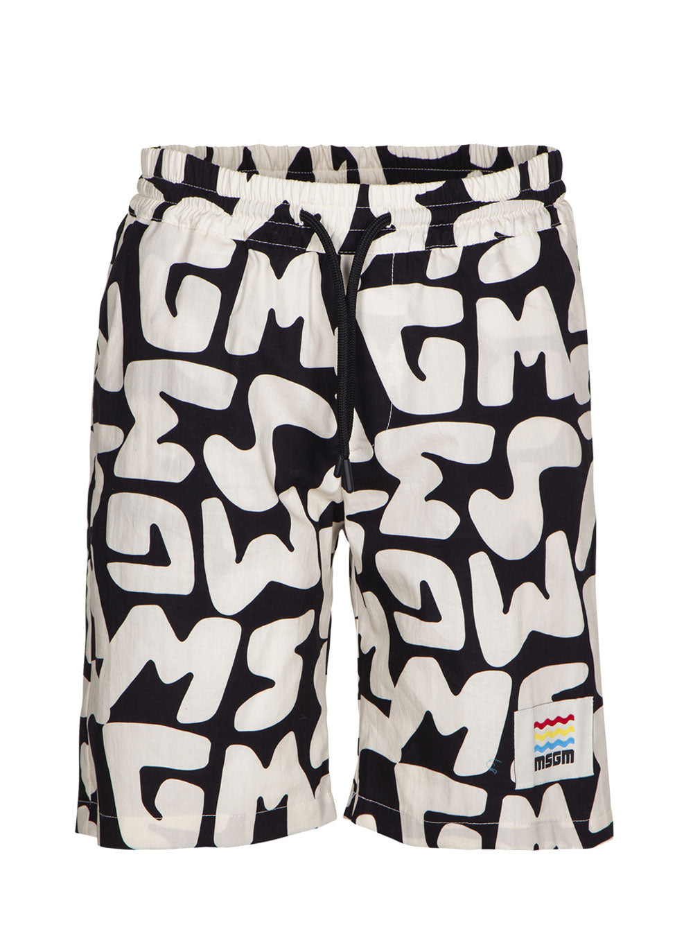 MSGM Kids logo-embroidered cotton shorts - Black