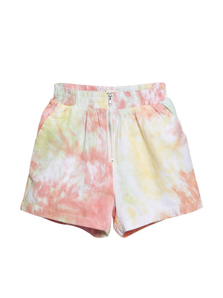 Cinch Waist Sunset Tie Dye Shorts