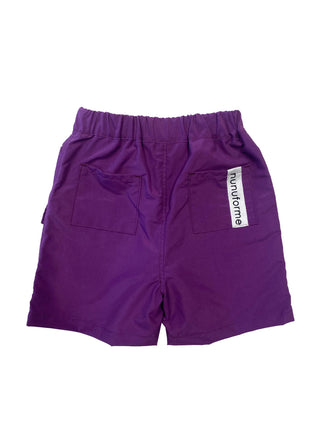 Purple Pleated Pocket Shorts