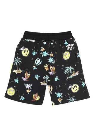 Tree Print Black Sweatshorts