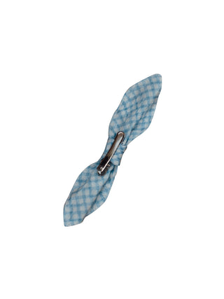 Bow With Blue Gingham Clip